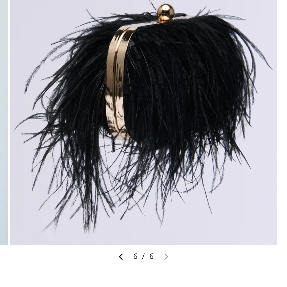 AKIRA Black Feather Clutch with Gold Accent